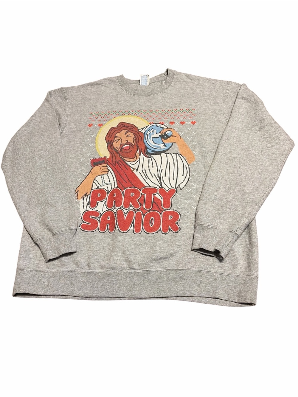 Port and Company Gray "Party Savior" Graphic Crewneck